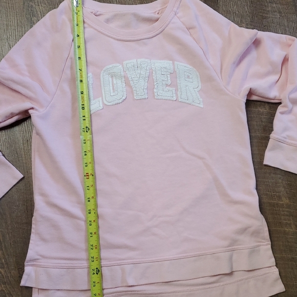Baby Powdered Pink Sweatshirt with 'LOVE' In Puff Vinyl Nod To The 80s Sz Large - Picture 2 of 7